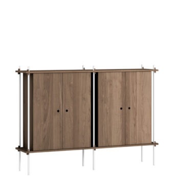 Moebe Shelving systeem met dichte kasten1 S.115.2.E gerookt eiken wit