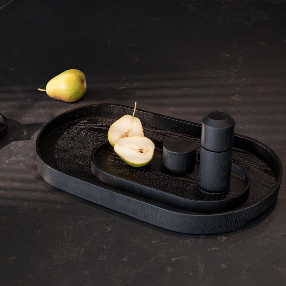 Ekta Living Wood Tray Set - Luxe Zwarte Houten Dienbladen voor een Stijlvolle Keuken