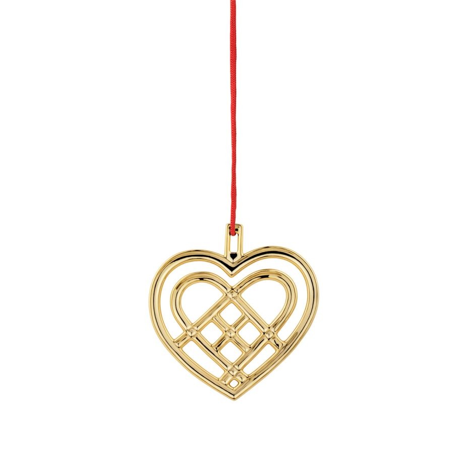 Waeved heart kersthangerv ornament Rosendahl Karen Blixen verguld