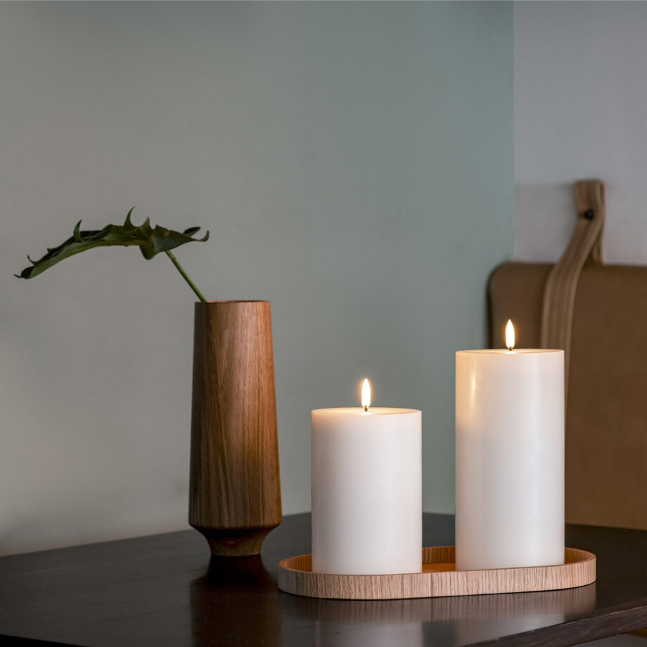 Wood tray als onderzetter voor LED uyuni kaarsen eikenhout Ekta Living