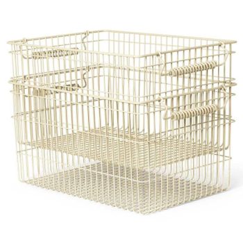 Stapelbare draadmanden Ferm Living Cala in beige, set van 2 stuks, perfect voor stijlvol opbergen.