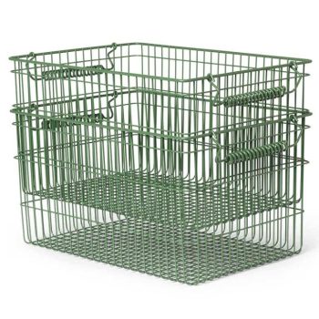 Stapelbare opbergmanden Ferm Living Cala in groen, set van 2 stuks, perfect voor stijlvol opbergen.