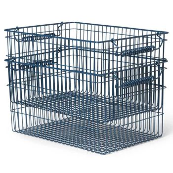 Stapelbare opbergmanden Ferm Living Cala in donkerblauw, set van 2 stuks, perfect voor stijlvol opbergen.