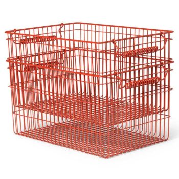 Stapelbare opbergmanden Ferm Living Cala in rood, set van 2 stuks, perfect voor stijlvol opbergen.