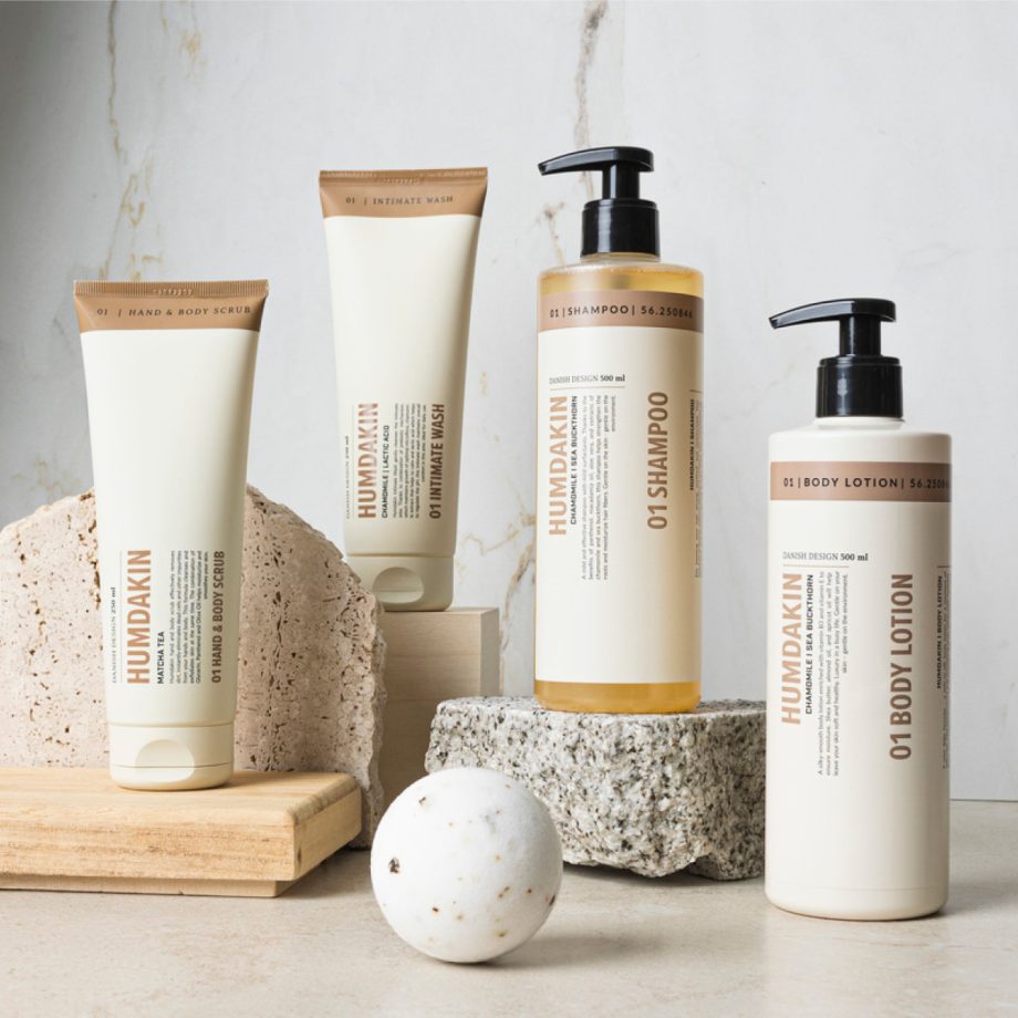 Humdakin Bath collectie shampoo, hand and body scrub en bodylotion