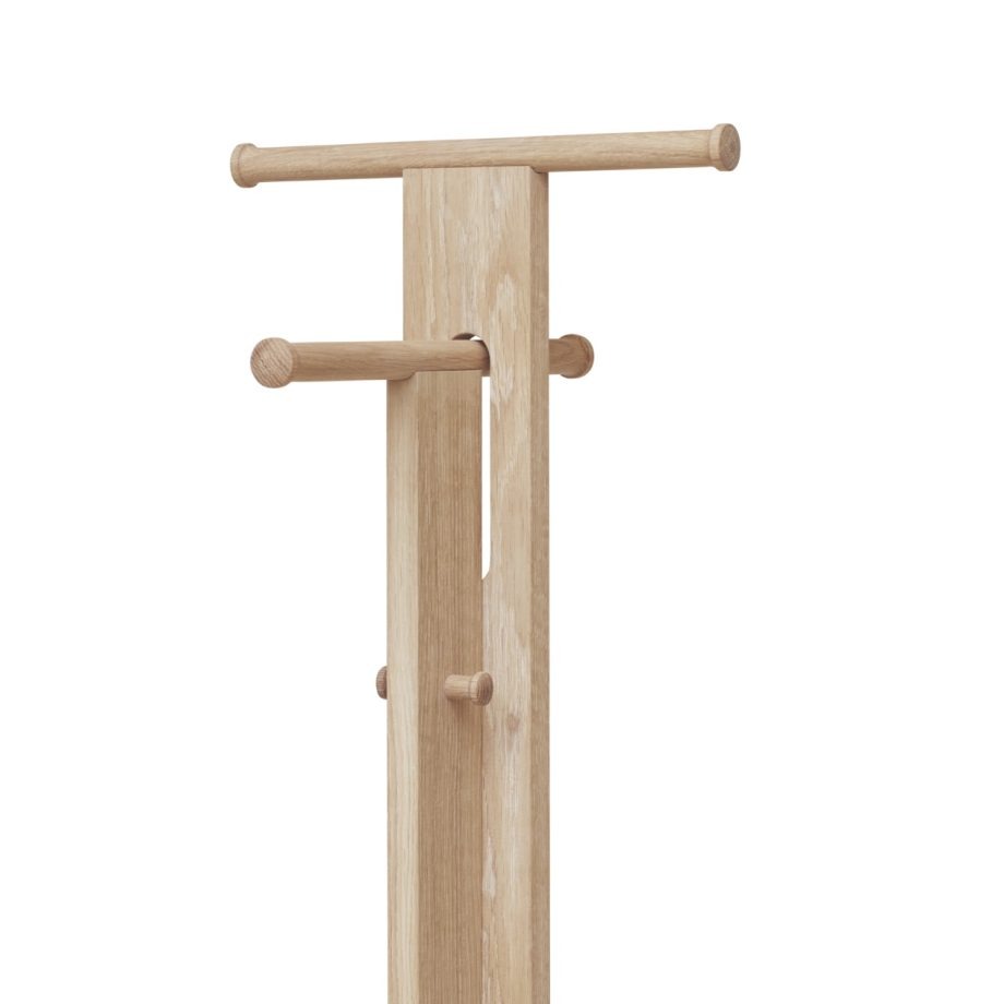 Details Form & Refine Foyer Coat Stand - Vrijstaand Minimalistische Kapstok van wit geolied Eikenhout