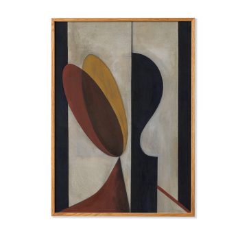 Moderne Paper Collective poster ontworpen door Jon Harvey, met een abstract kunstwerk in warme aardetinten, ingelijst in hoogwaardig eikenhout. Perfect voor een stijlvol en minimalistisch interieur.