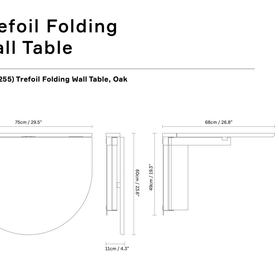 Form & Refine Trefoil - Inklapbare Wandtafel Eikenhout