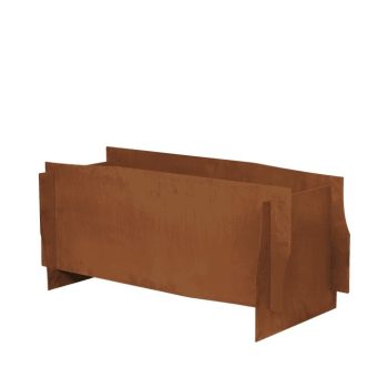 De Ferm Living Lapel Planter 75 in Cortenstaal, een minimalistische en robuuste plantenbak van staal. Ideaal voor in de tuin, terras of op balkon, met een sculpturale uitstraling en industriële roest afwerking.