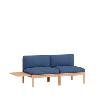 MOEBE Modulair 2-Zitsbank - Minimalistisch Design met Houten Frame en blauw Kvadrat Re-Wool 0767 Stoffering