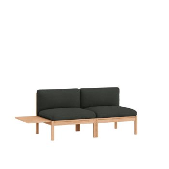 MOEBE Modulair 2-Zitsbank - Minimalistisch Design met Houten Frame en donkergrijs Kvadrat Re-Wool 0198 Stoffering