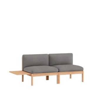 MOEBE Modulair 2-Zitsbank - Minimalistisch Design met Houten Frame en grijs Kvadrat Autum 0131 Stoffering