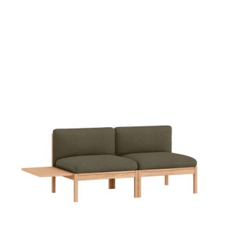 MOEBE Modulair 2-Zitsbank - Minimalistisch Design met Houten Frame en groen Kvadrat Re-Wool 0977 Stoffering