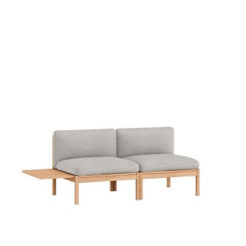 MOEBE Modulair 2-Zitsbank - Minimalistisch Design met Houten Frame en lichtgrijs Kvadrat Autum 0101 Stoffering
