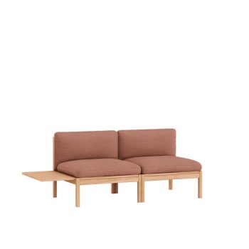 MOEBE Modulair 2-Zitsbank - Minimalistisch Design met Houten Frame en oudroze Kvadrat Re-Wool 0648 Stoffering