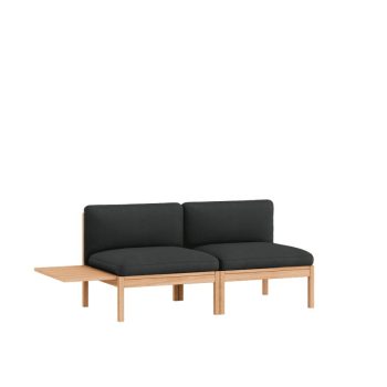 MOEBE Modulair 2-Zitsbank - Minimalistisch Design met Houten Frame en zwart Kvadrat Field 0793 Stoffering