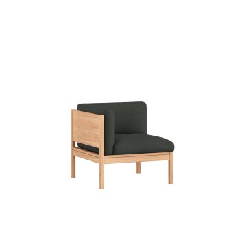 MOEBE Modular Corner Stoel Hoekmodule in antracietgrijs Stof en Eikenhouten Frame re-wool 0198
