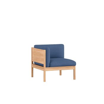 MOEBE Modular Corner Stoel Hoekmodule in blauw Stof en Eikenhouten Frame Re-wool 0767