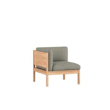 MOEBE Modular Corner Stoel Hoekmodule in grijs Stof en Eikenhouten Frame re-wool 0128