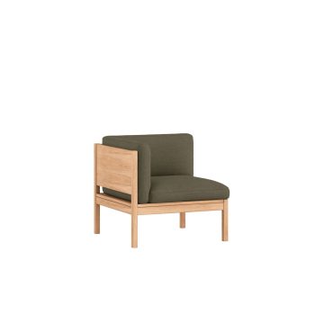MOEBE Modular Corner Stoel Hoekmodule in groen Stof en Eikenhouten Frame re-wool 0977