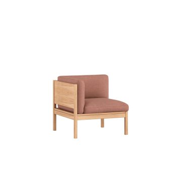 MOEBE Modular Corner Stoel Hoekmodule in oudroze Stof en Eikenhouten Frame re-wool 0648