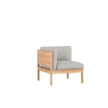 MOEBE Modular Corner Stoel Hoekmodule met Rugleuning in Lichtgrijze Stof en Eikenhouten Frame Autumn 0101