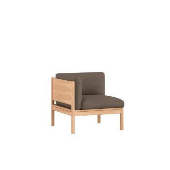 MOEBE Modular Corner Stoel Hoekmodule met Rugleuning in bruin Stof en Eikenhouten Frame Autumn 0361