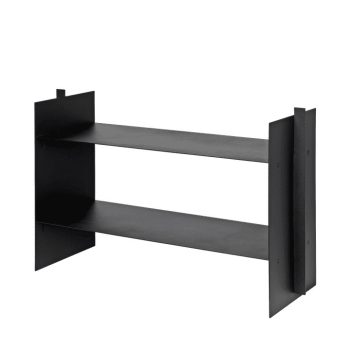 Ferm Living Lager rack zwart metalen opbergrek en schoenenrek in industrieel design