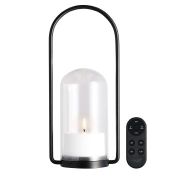 Uyuni Lighting Outdoor lantaarn met led kaars in glas koepel en afstandbediening