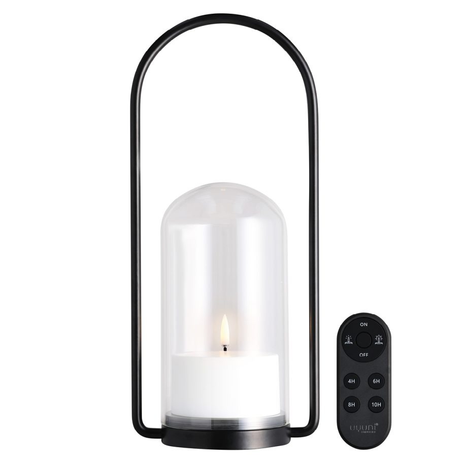 Uyuni Lighting Outdoor lantaarn met led kaars in glas koepel en afstandbediening
