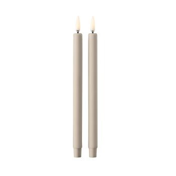 Stoff nagel led kaarsen in sand taupe kleur