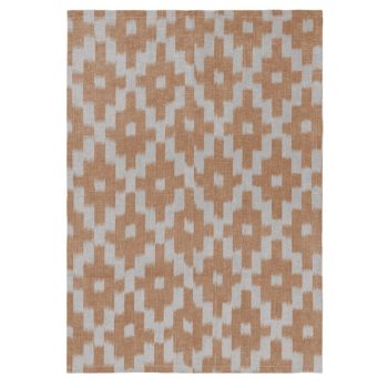 Handgeweven theedoek met ikat patroon in Mist Blue en Terracotta van Ferm Living – stijlvol en functioneel keukentextiel van 100% duurzaam katoen.