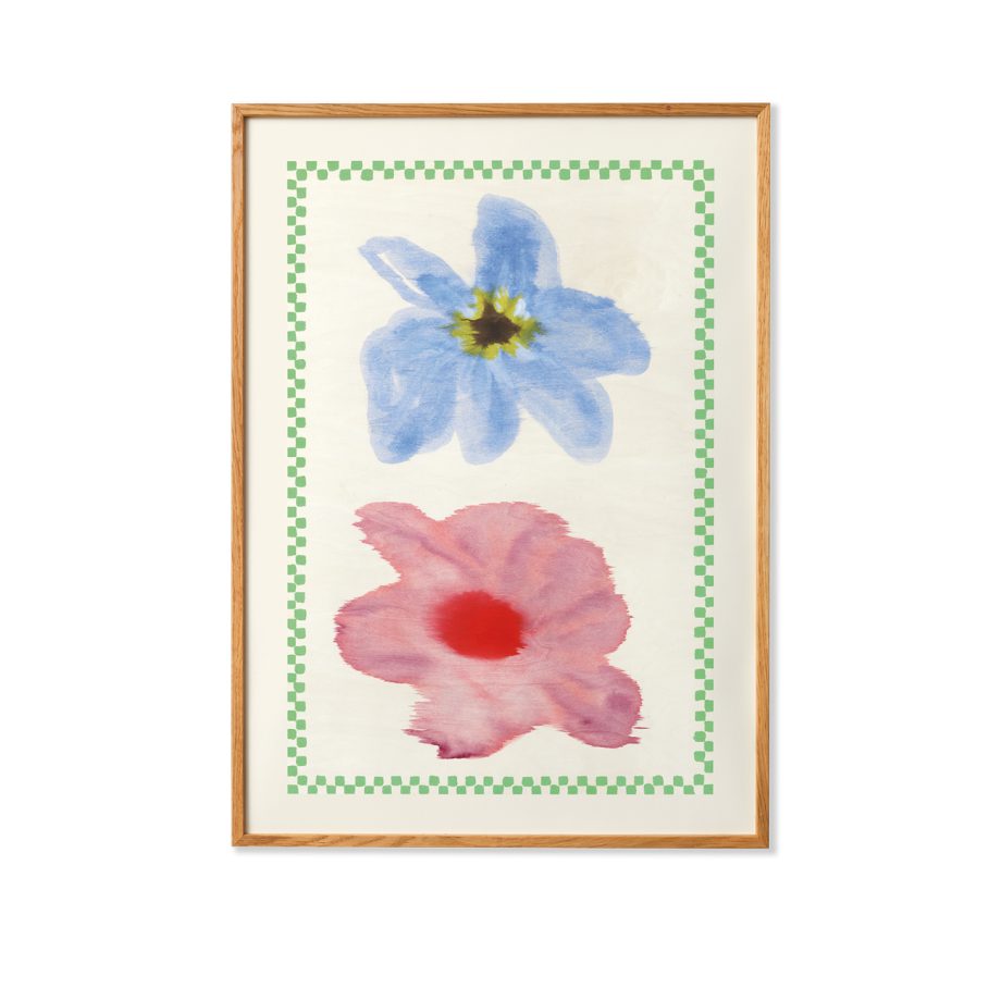 Paper Collective Flower with checks 01 poster in 50 x 70 cm
