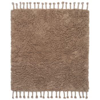 Amass Long Pile Rug hoogpolig vloerkleed van 140 x 140 cm met franjes in zandkleur van Ferm living