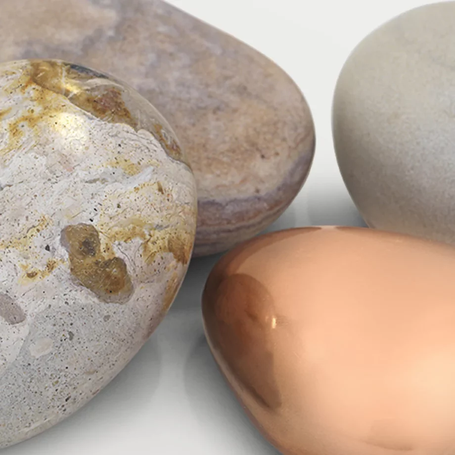 Close up Rock Pile Sculpture van Kristina Dam Studio, een sculptuur van 4 objecten