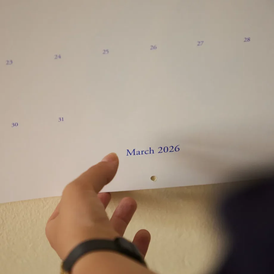 Close up A Year of Greens 2026 jaarkalender met 12 maanden van Paper Collective