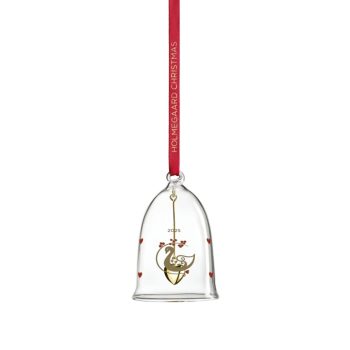 Holmegaard bell kersthanger 2025 een kerstbel in glas met rode lint