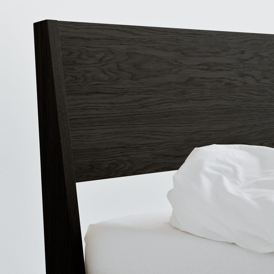 Detail Hoofdbord van zwarte Ejer bed van Rye Sleep