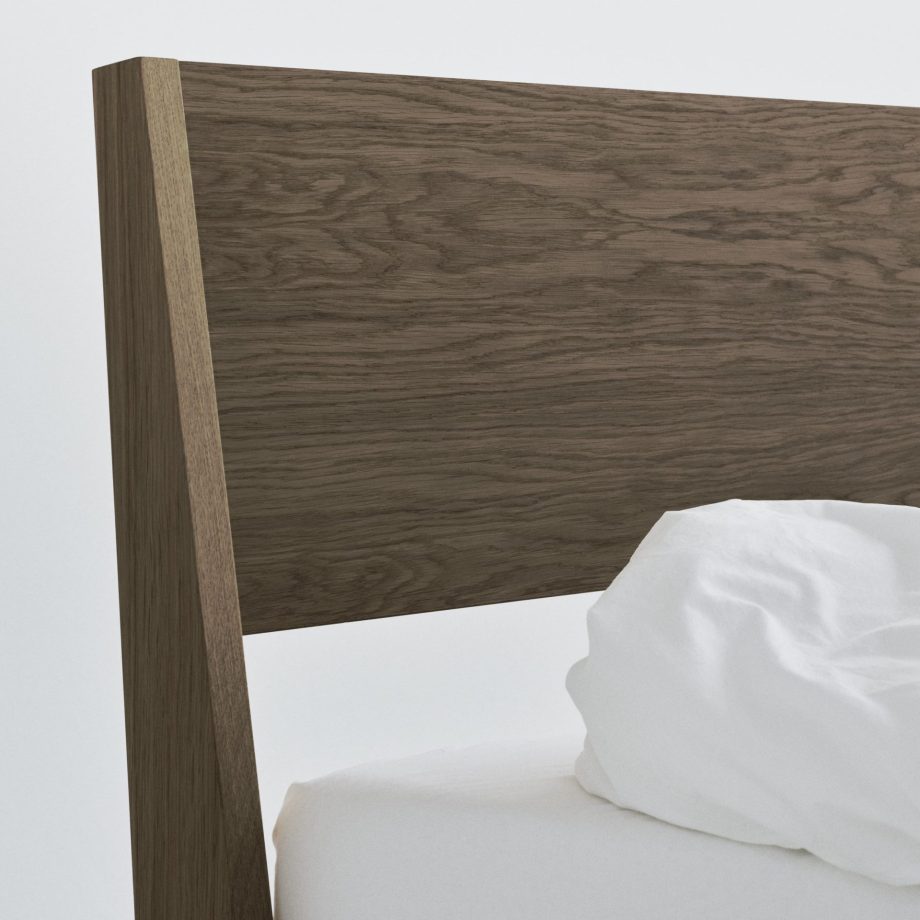 Details hoofdbord van Ejer bed frame in gerookt eikenhout van Rye Sleep