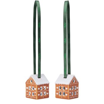 Gingerbread peperkoekhuisje kerstornamenten 2 stuks van Kähler