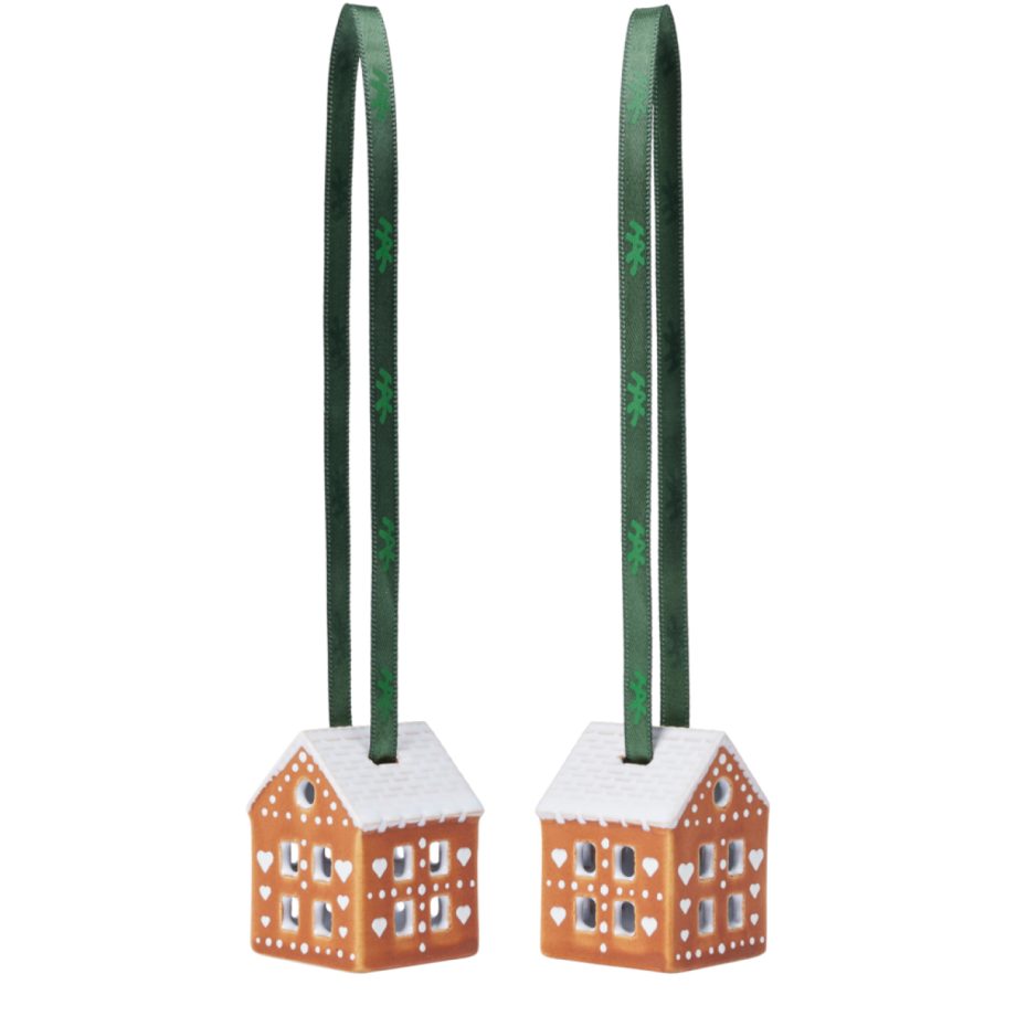 Gingerbread peperkoekhuisje kerstornamenten 2 stuks van Kähler