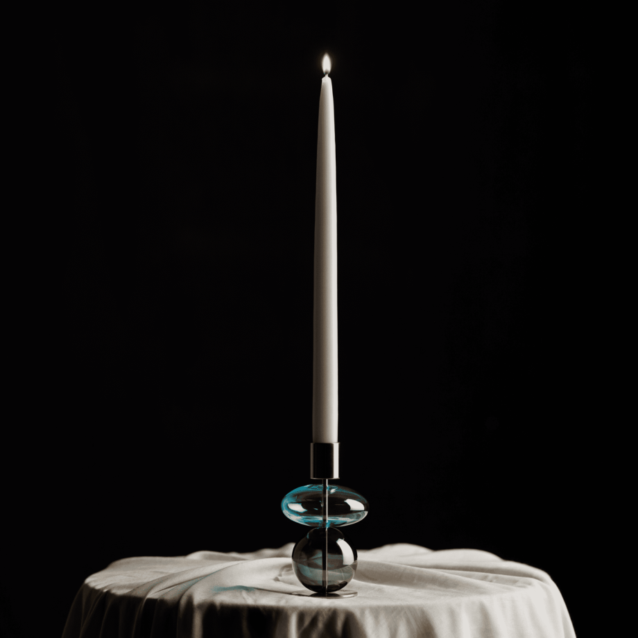 Stijlvolle Holmegaard Bubble candle holder kandelaar in blauw glas en messing