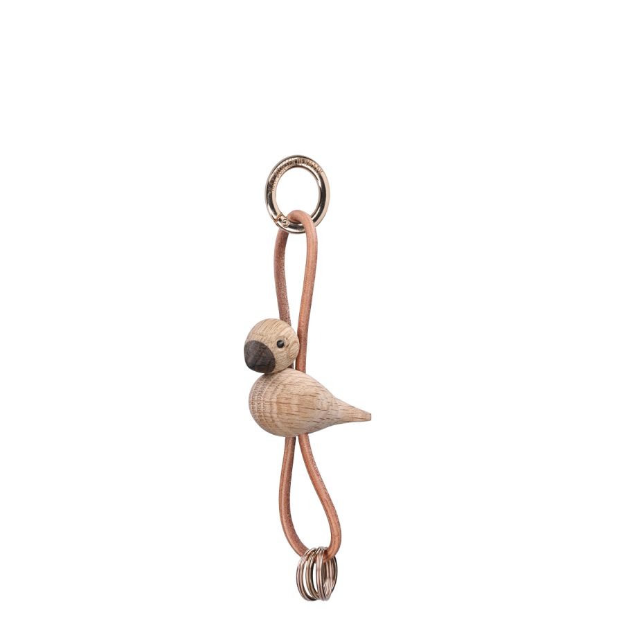 Unieke Kay Bojesen design Bird sleutelhanger - Houten vogel met leren koord