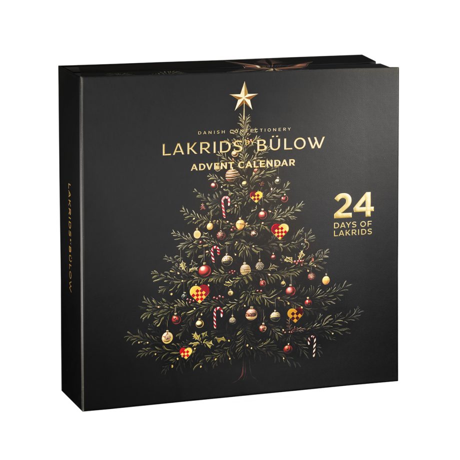 Lakrids by Bülow adventskalender voor volwassene met 24 vakjes met drop en chocolade