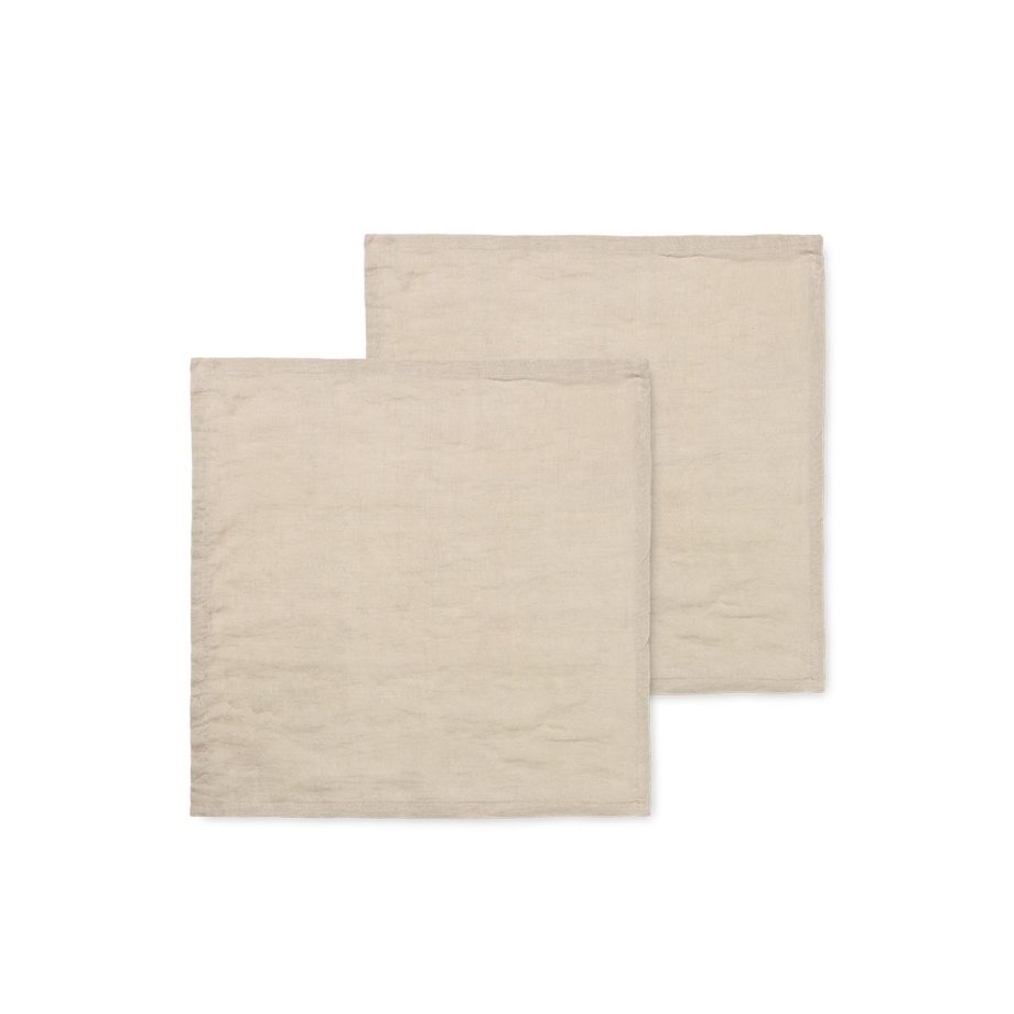 Ferm Living Linnen servetten in set van 2 in Natuurlijk beige stof