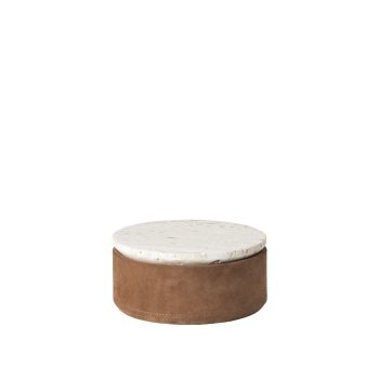 Suede box Small opbergdoos met travertin deksel van kristina dam Studio