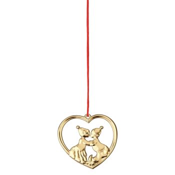 Kissing Elves kersthanger van Rosendahl Karen Blixen in verguld metaal met een rode draad