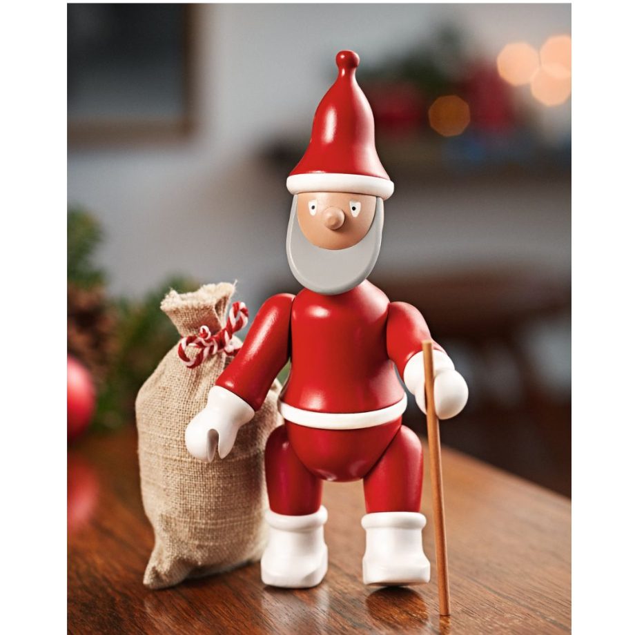 Mooie Houten KAY BOJESEN Santa Claus kerstman met stok en zak
