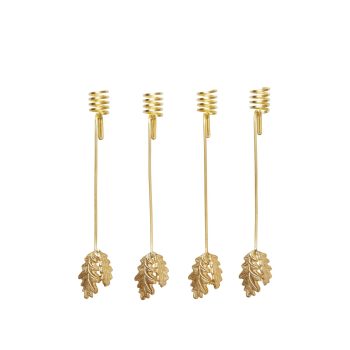 Ferm Living Oak Leaf kerstboomkaars houder in messing set van 4 stuks