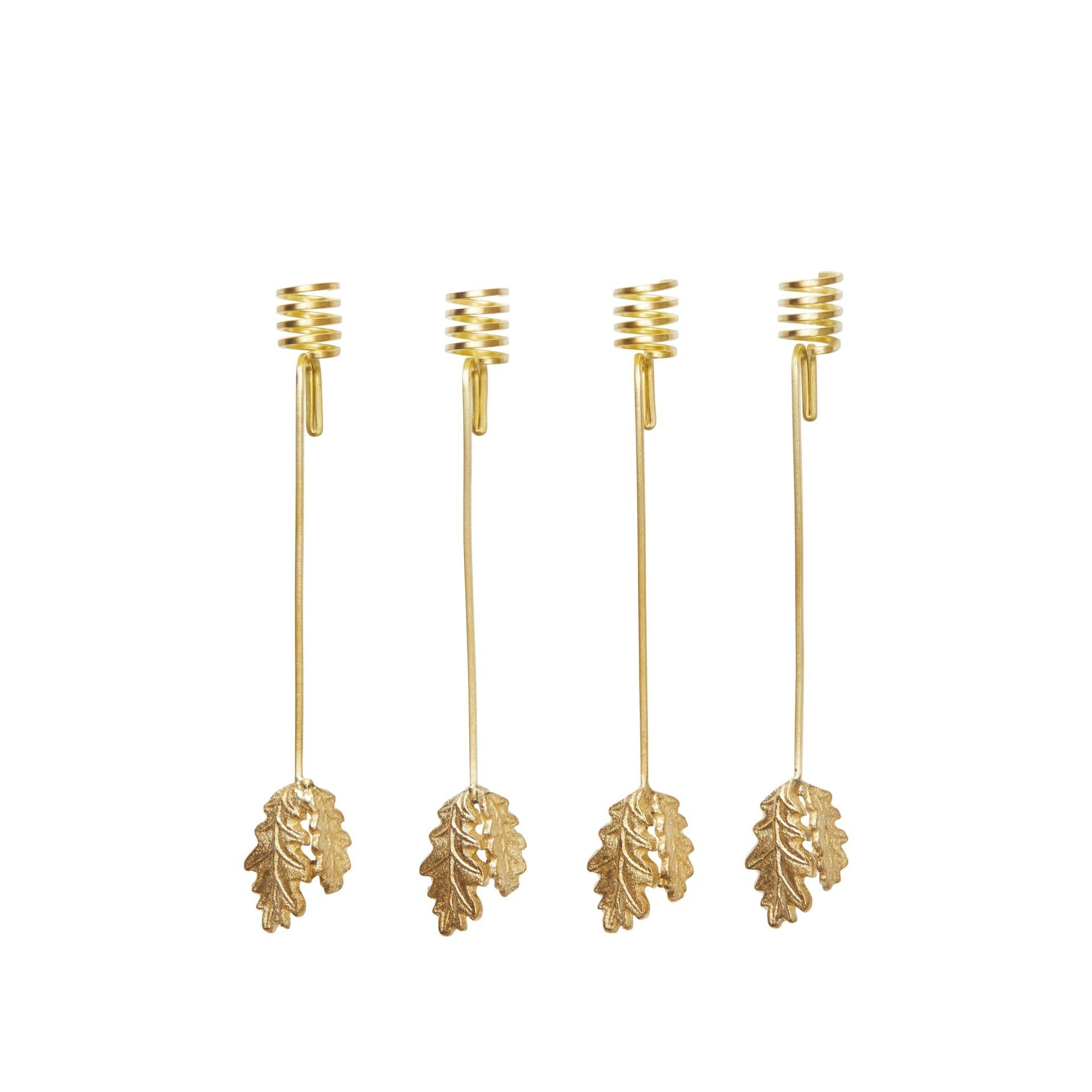 Ferm Living Oak Leaf kerstboomkaars houder in messing set van 4 stuks